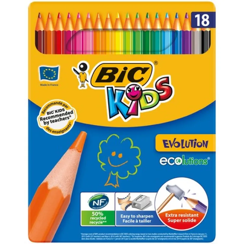 Bic Evolutıon Kuru Boya Kalemi 18 Li Metal Kutu